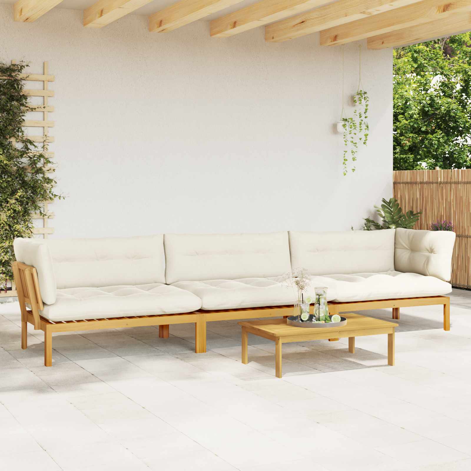 3-tlg. Garten-Sofagarnitur aus Paletten Massivholz Akazie
