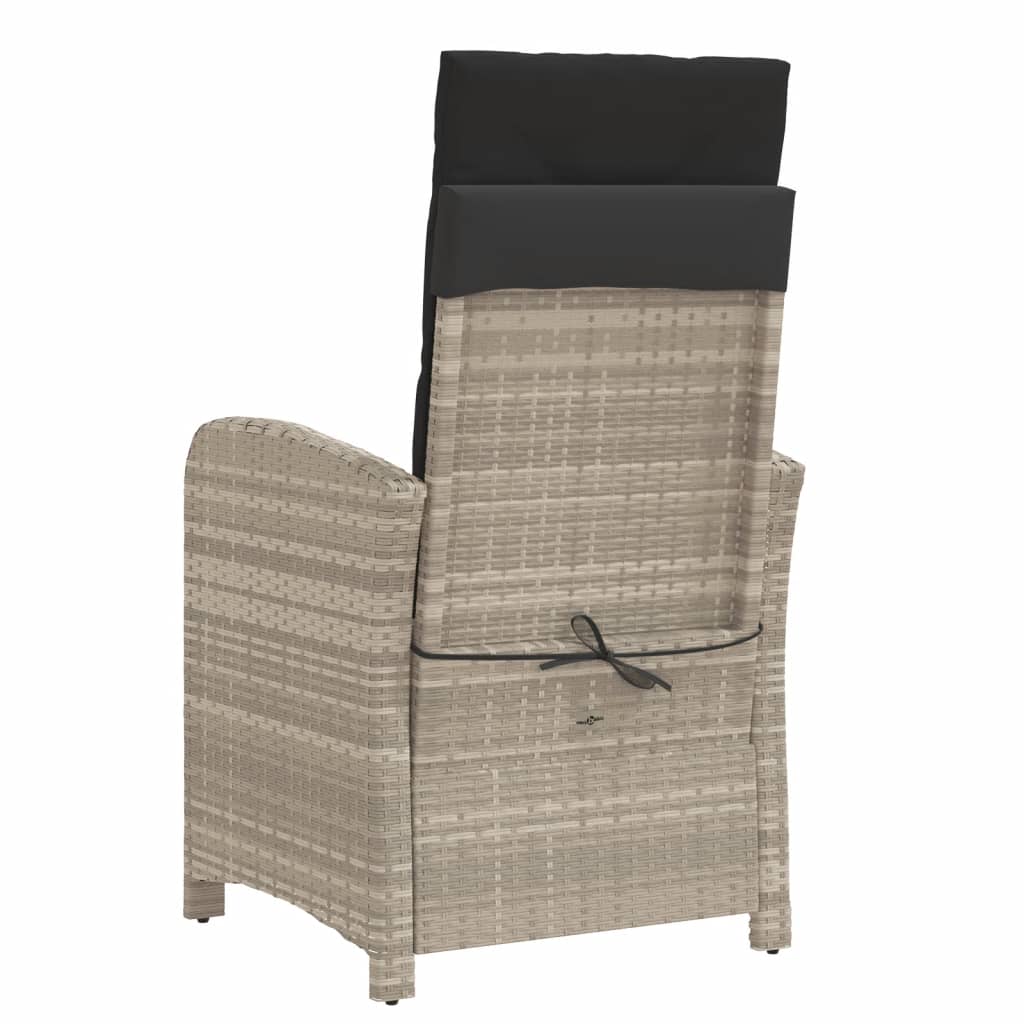 Gartensessel mit Fußteil Verstellbar Schwarz Poly Rattan