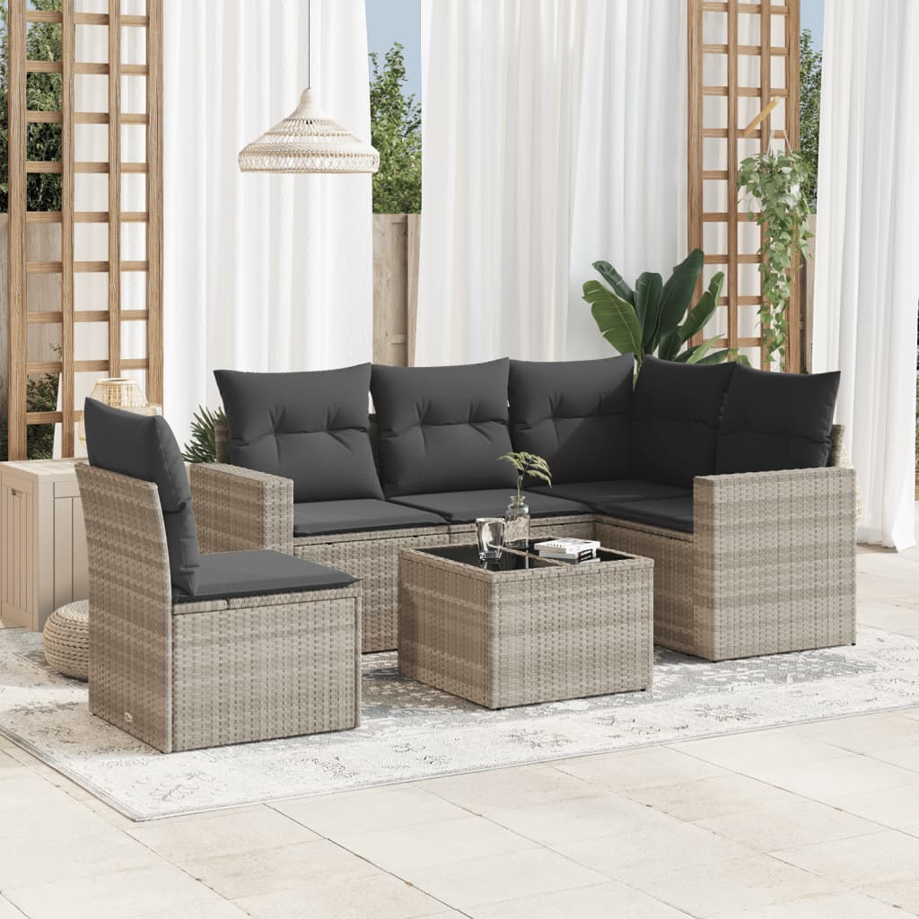 5-tlg. Garten-Sofagarnitur mit Kissen Schwarz Poly Rattan
