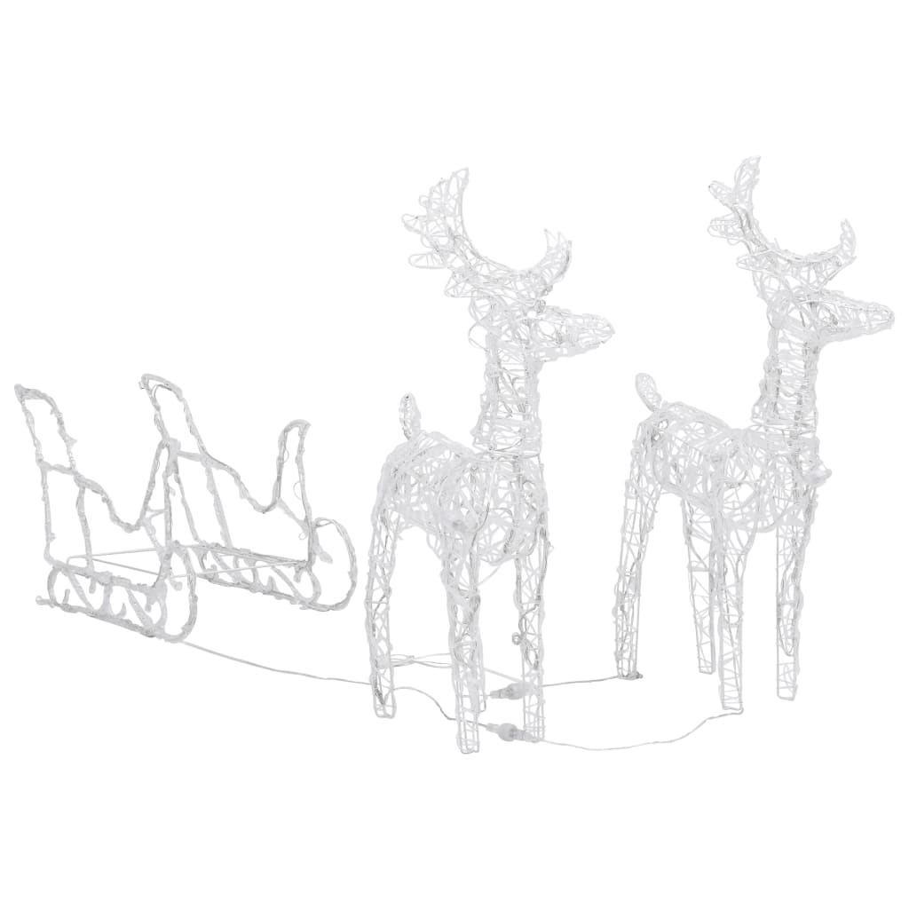Rentiere & Schlitten Weihnachtsdekoration 160 LEDs 130 cm Acryl