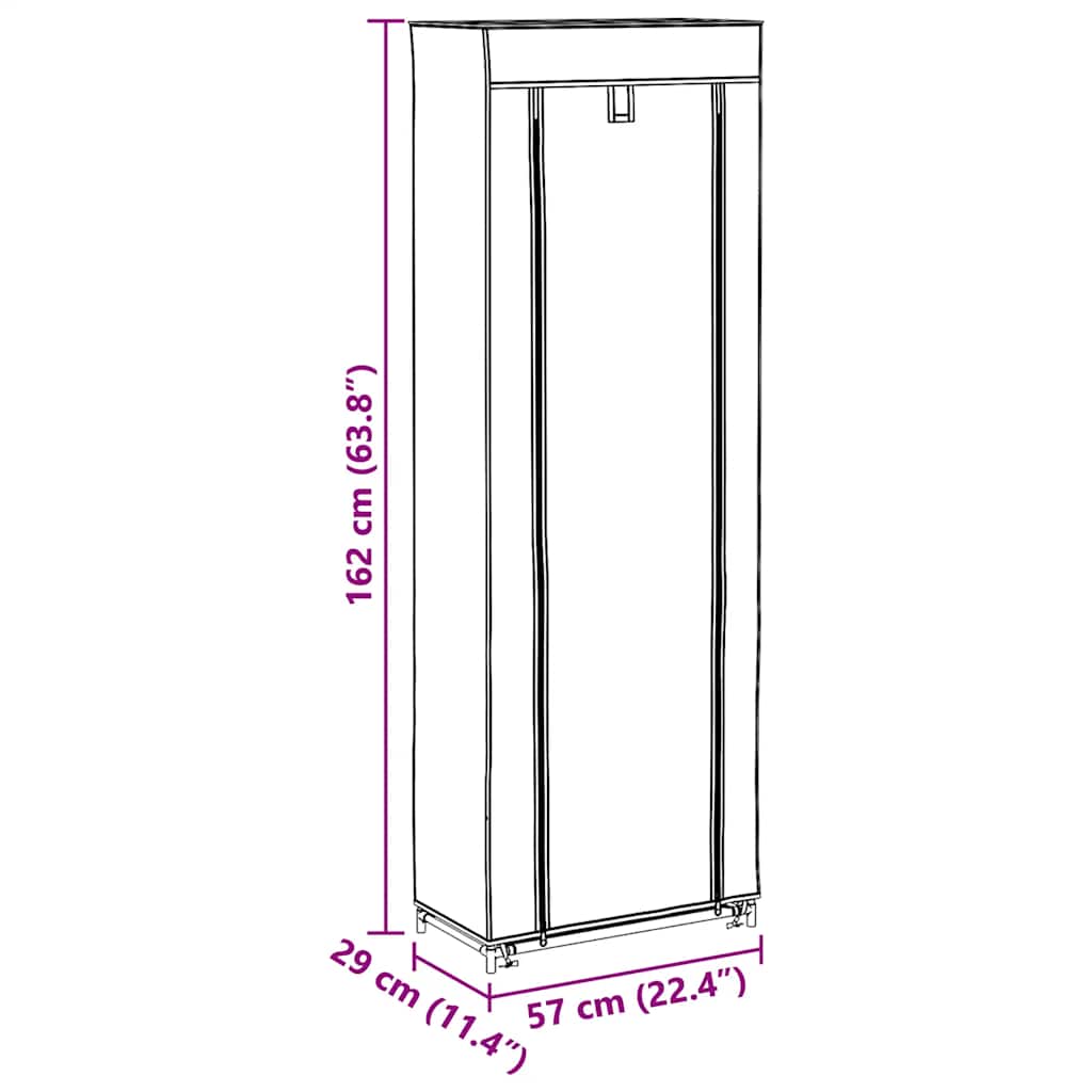 Schuhschrank mit Abdeckung Cremeweiß 57 x 29 x 162 cm Stoff