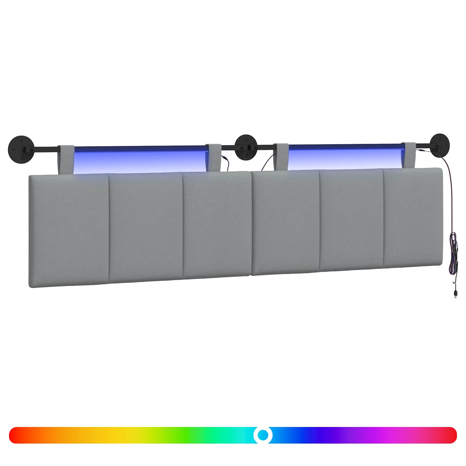 Hängendes Kopfteil Mit LED Licht Wolkengrau Stoff