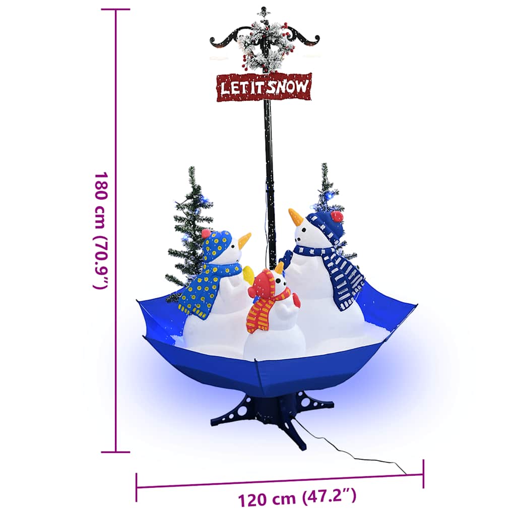 Weihnachtsbaum mit Schnee und Schirm-Fuß Blau 75 cm PVC