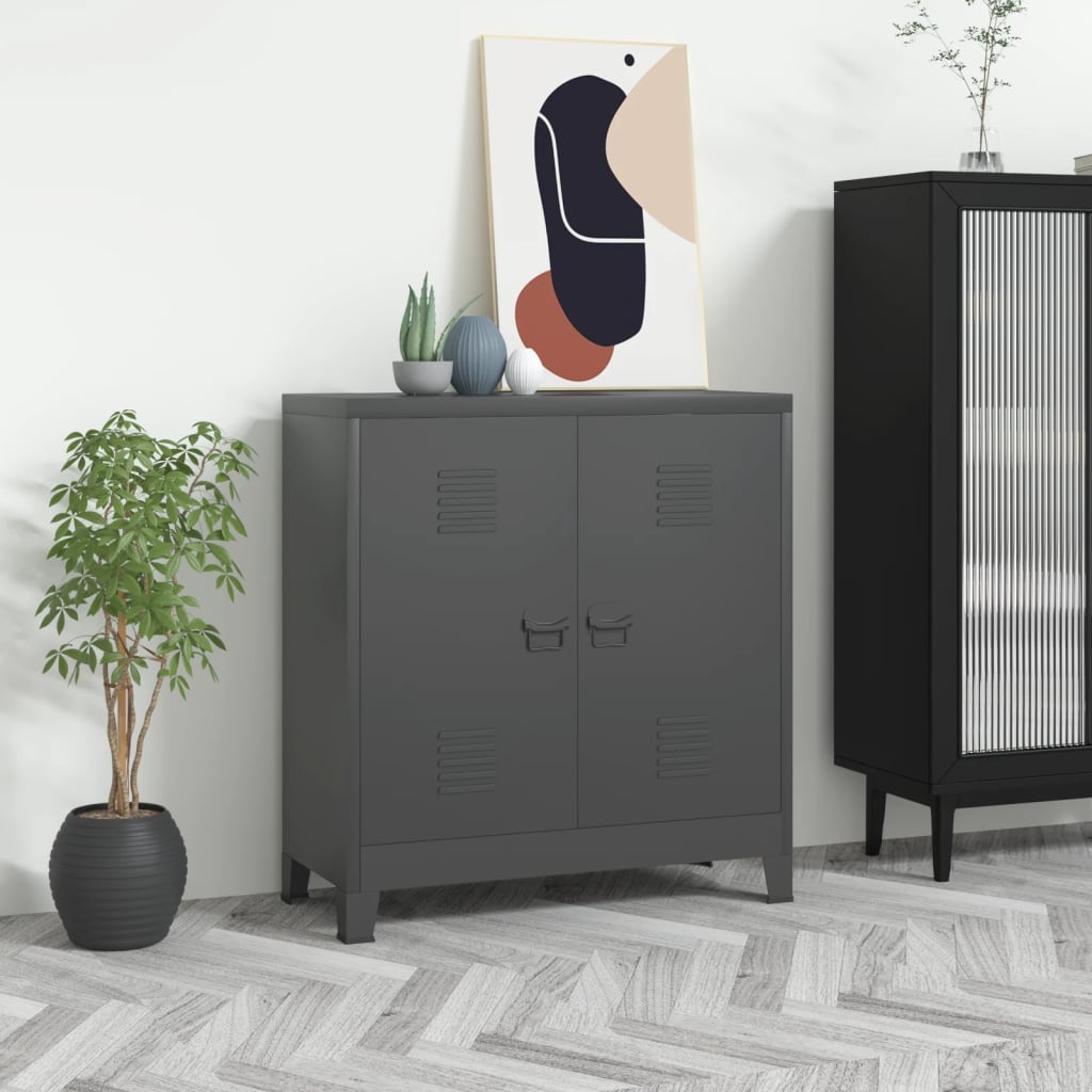 Lagerschrank Industrial Schwarz 90x40x100 cm Stahl