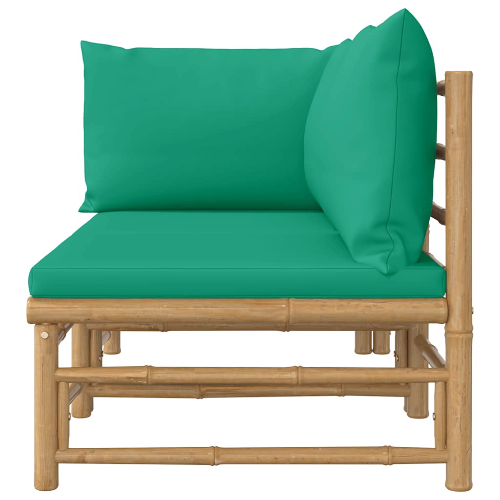 3-tlg. Garten-Lounge-Set mit Hellgrauen Kissen Bambus