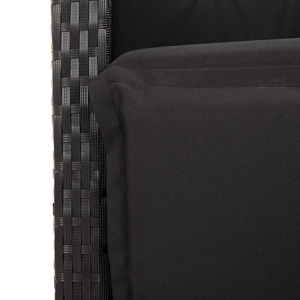 Gartensessel Verstellbar mit Kissen Schwarz Poly Rattan