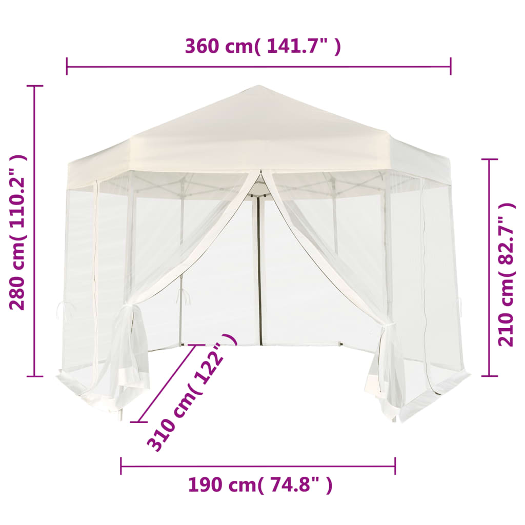 Hexagonal Pop-Up Zelt mit 6 Seitenwänden Dunkelblau 3,6x3,1 m