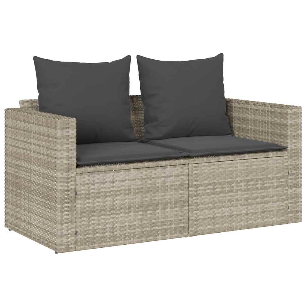 5-tlg. Garten-Sofagarnitur Kissen Stapelbar Schwarz Poly Rattan