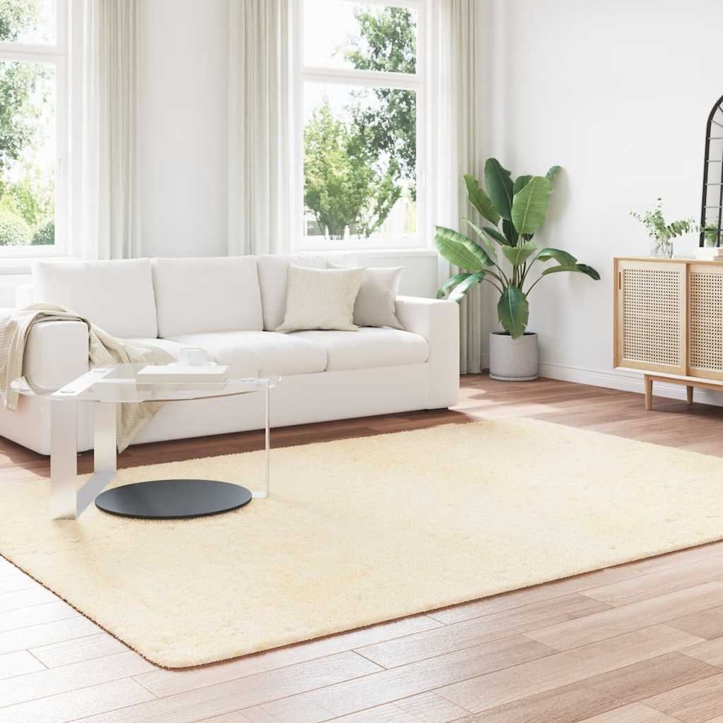 Teppich Shaggy Hochflor NAVARRA Beige 60x100 cm Polyester