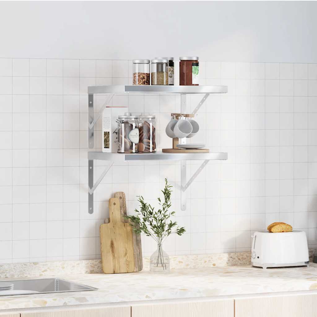 Wandregale 2 Stk. 100x40 cm Silbern Edelstahl