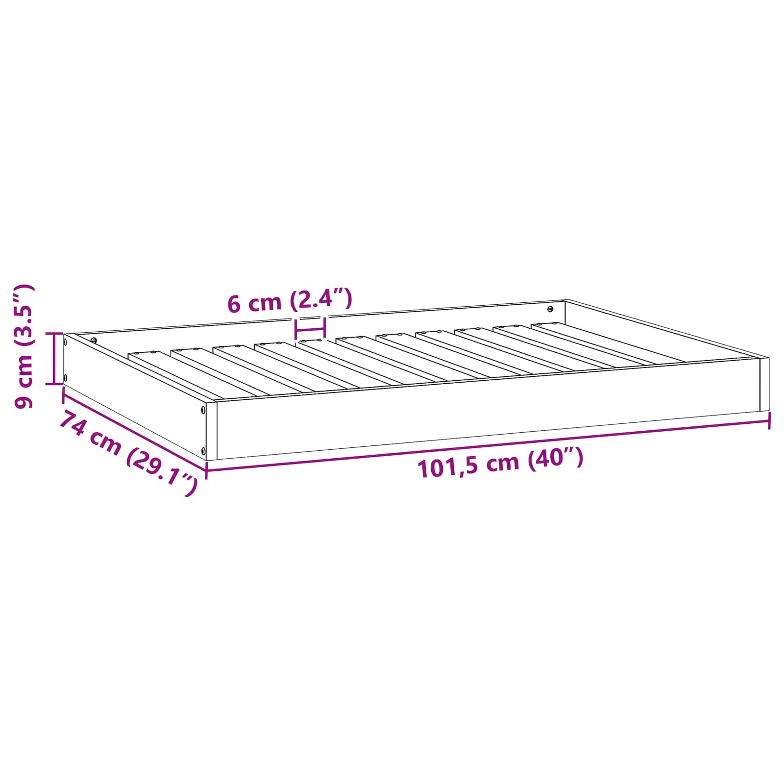 Hundebett 101,5x74x9 cm Massivholz Kiefer