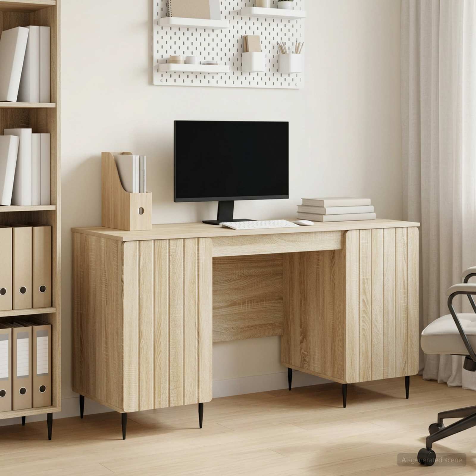Schreibtisch mit Regal Schwarz 142,5 x 50 x 75 cm Holzwerkstoff