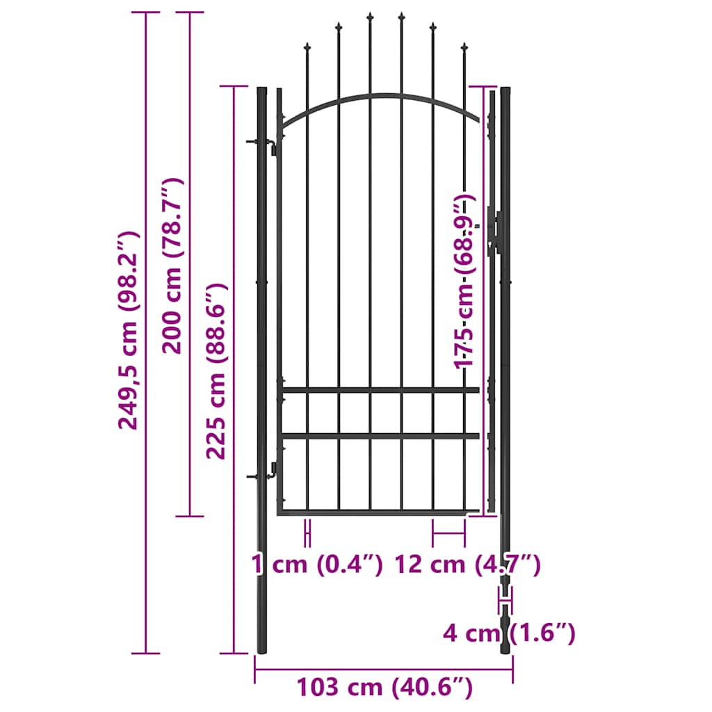 Gartentor Woerden Stahl 1x1 m Schwarz