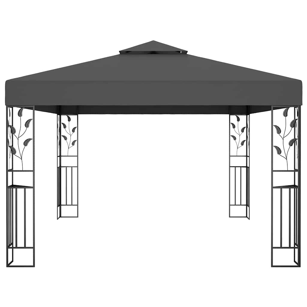 Pavillon mit Doppeldach & LED-Lichterkette 3x4 m Weiß