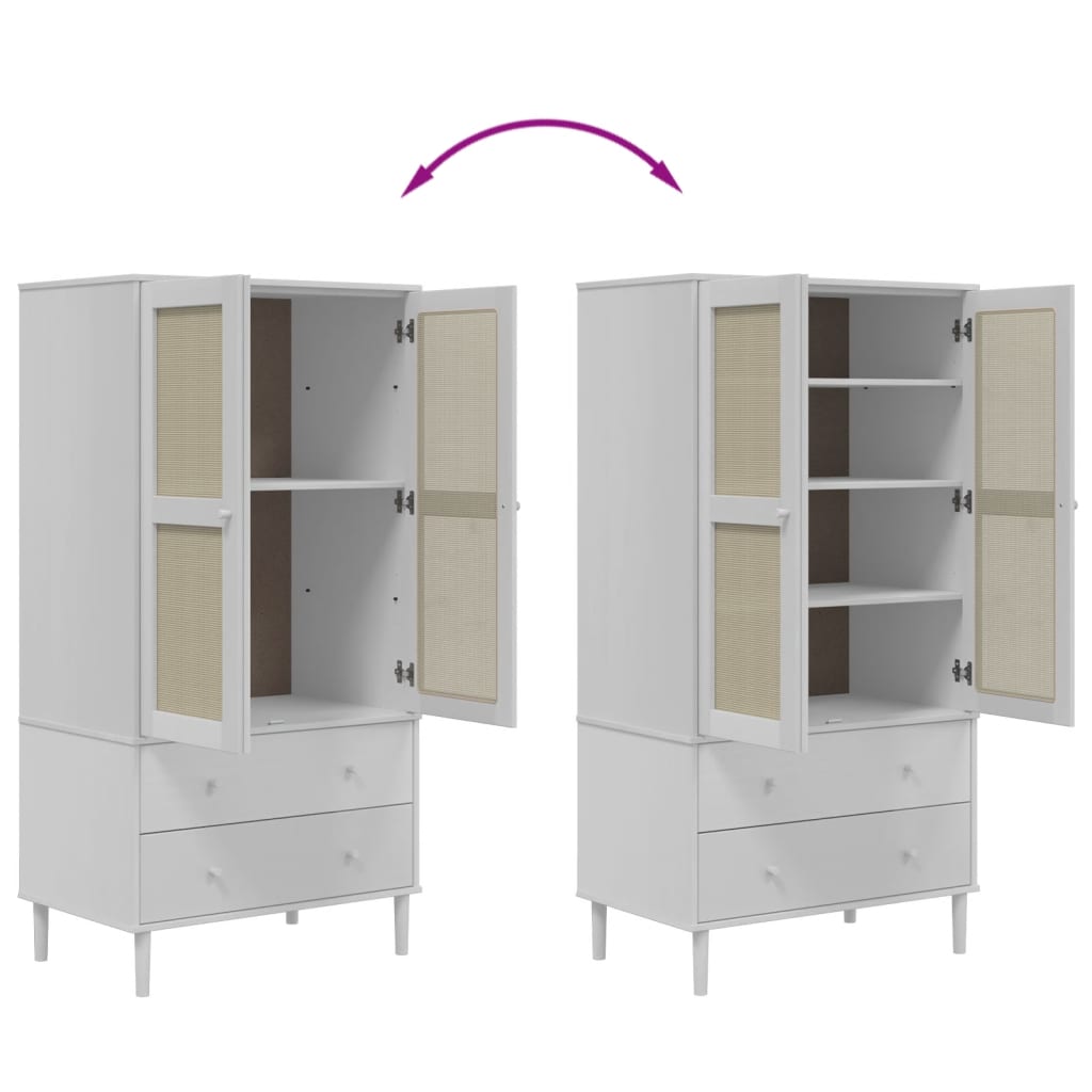 Kleiderschrank SENJA Rattan-Optik Braun 90x55x175cm Kiefernholz