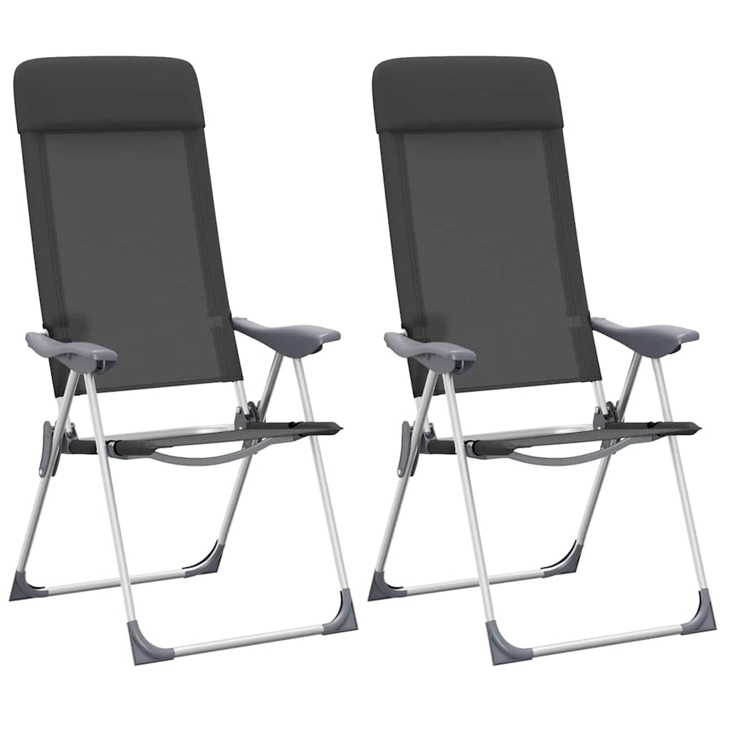 Klappbare Campingstühle 2 Stk. Grau Aluminium