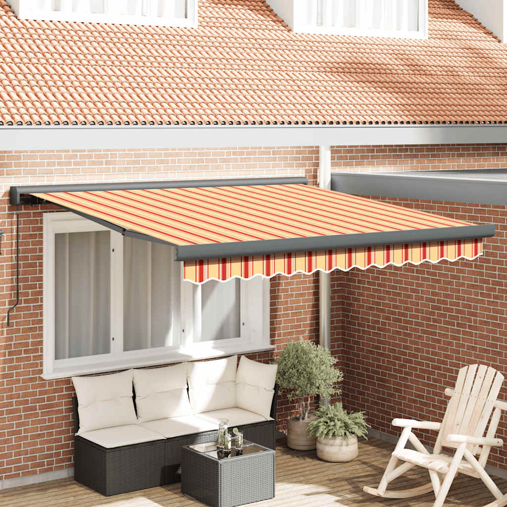 Markise Einziehbar Blau und Weiß 4x3 m Stoff und Aluminium