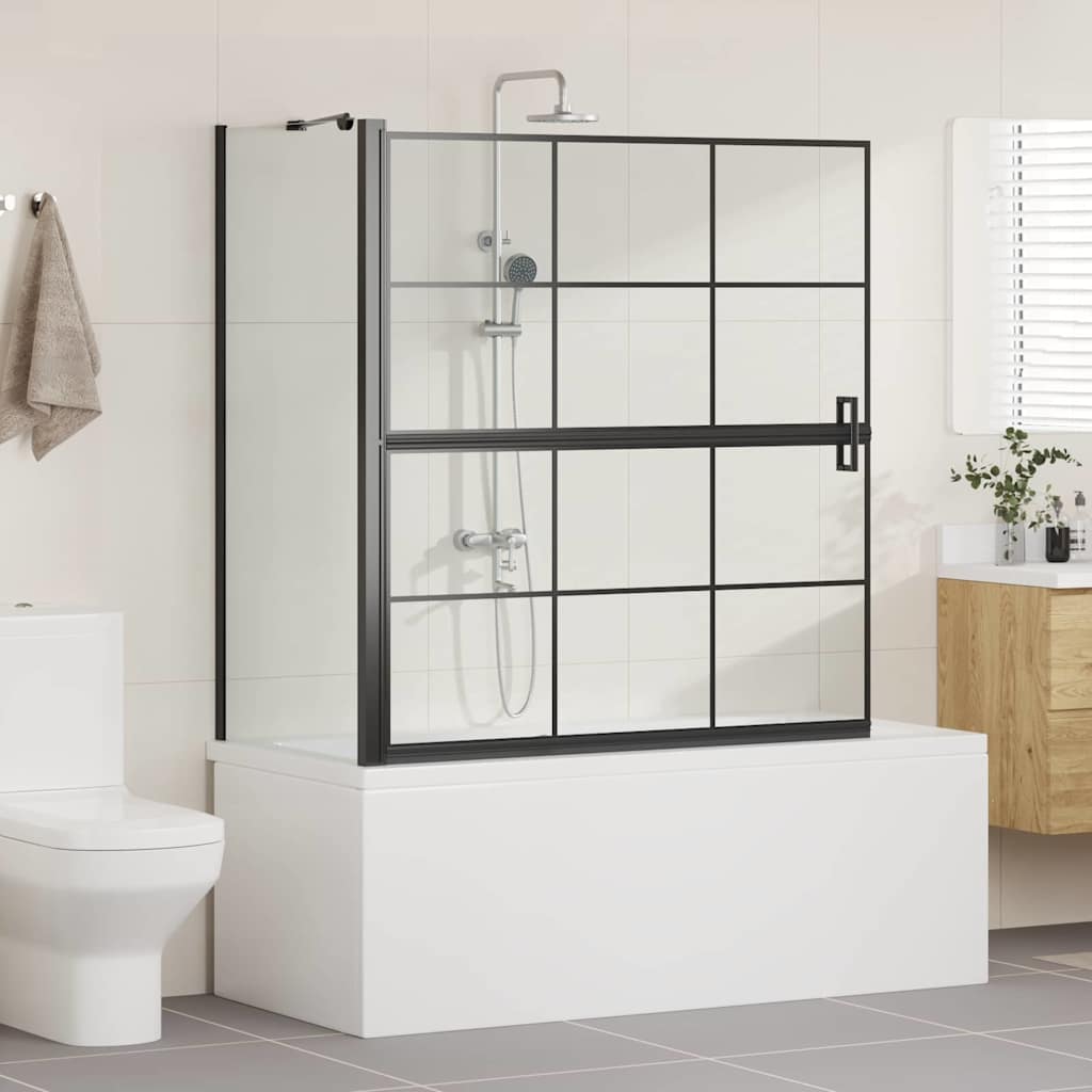 Bad-Duschschirm Schwarz und Transparent 80 x 68 x 128 cm