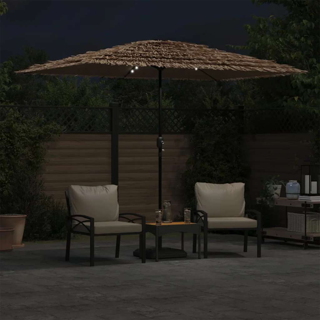 Sonnenschirm mit LED und Stahlmast Braun 248x248x248 cm