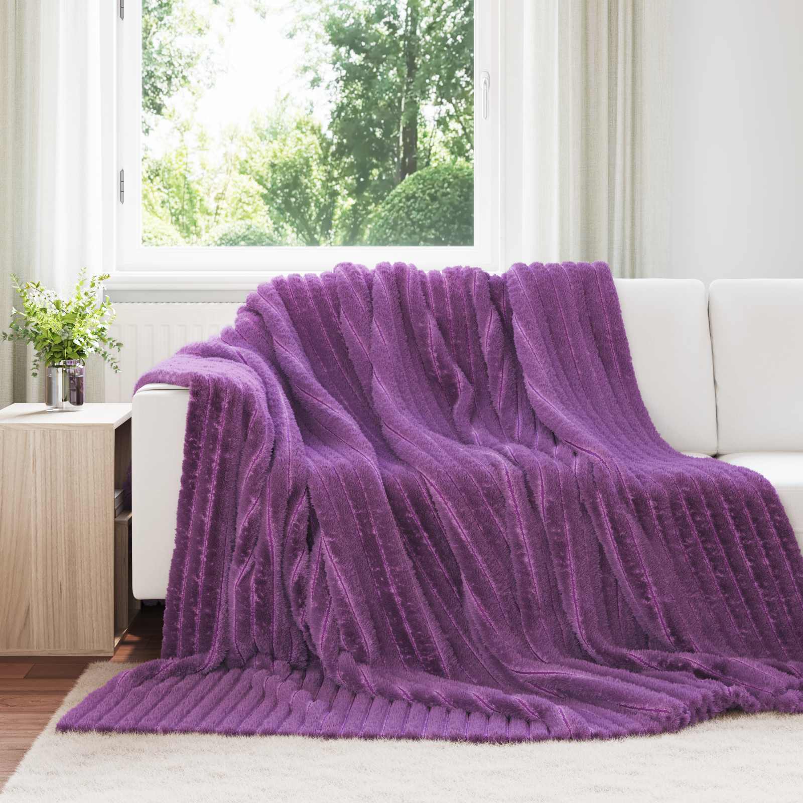 Überwurfdecke Beige 150 x 130 cm Fleece