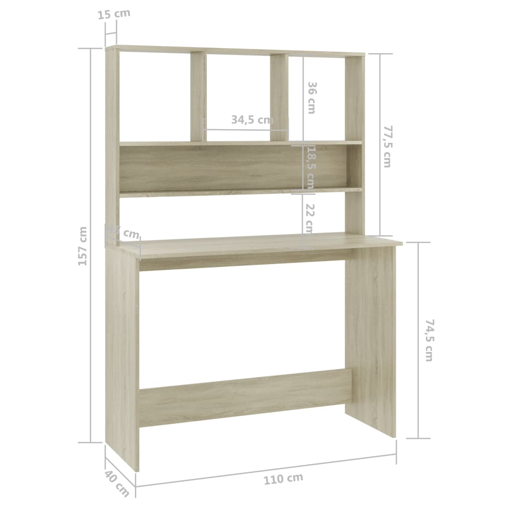 Schreibtisch mit Regalen Weiß 110x45x157 cm Holzwerkstoff