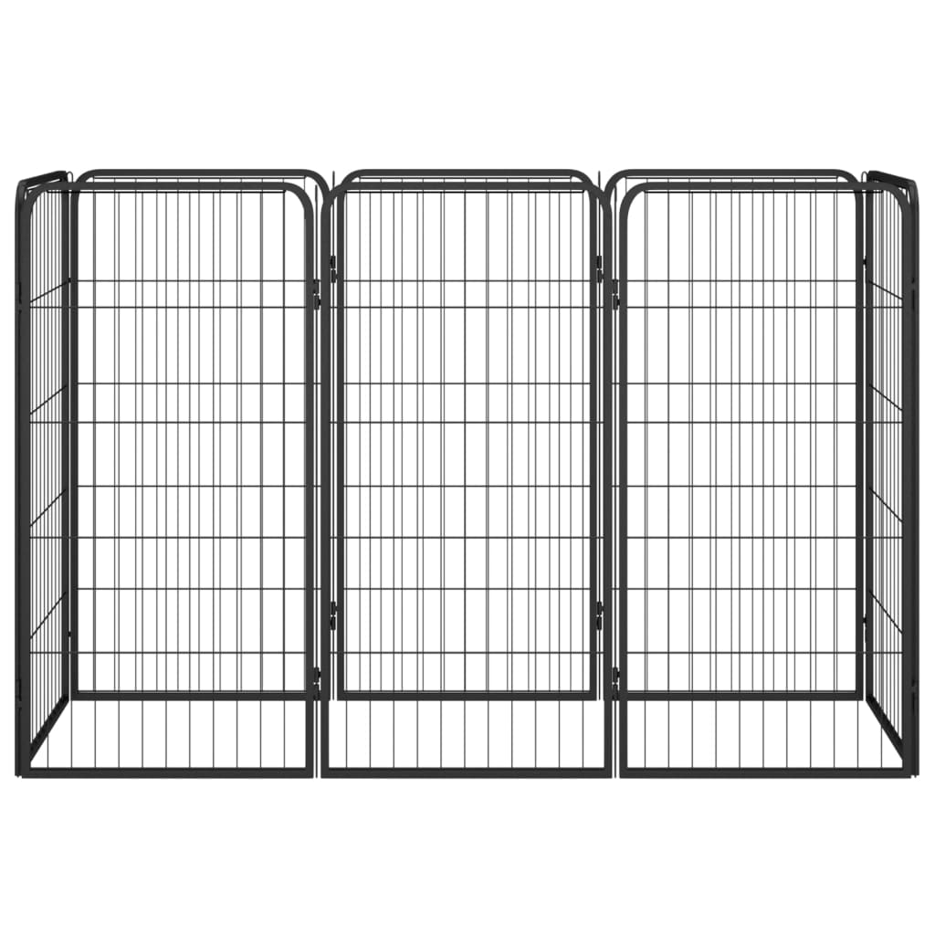 4-tlg. Hundelaufstall Schwarz 50x100cm Stahl Pulverbeschichtung