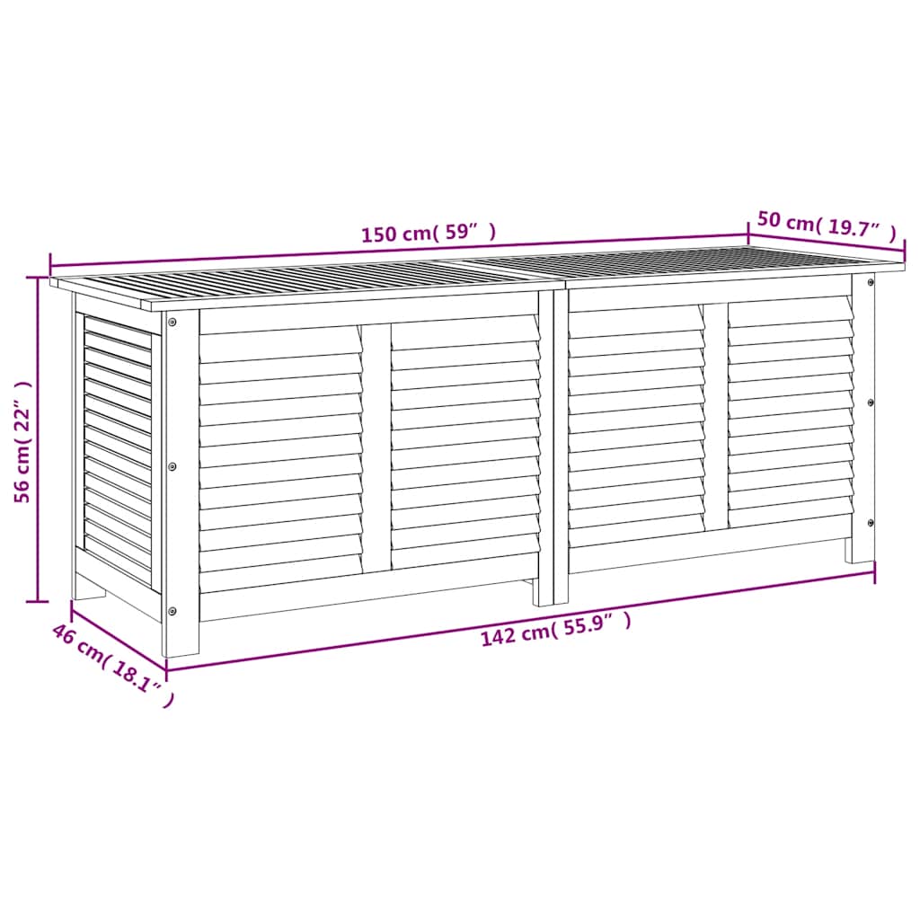 Gartenbox mit Lüftungsschlitzen 60x50x56 cm Massivholz Akazie