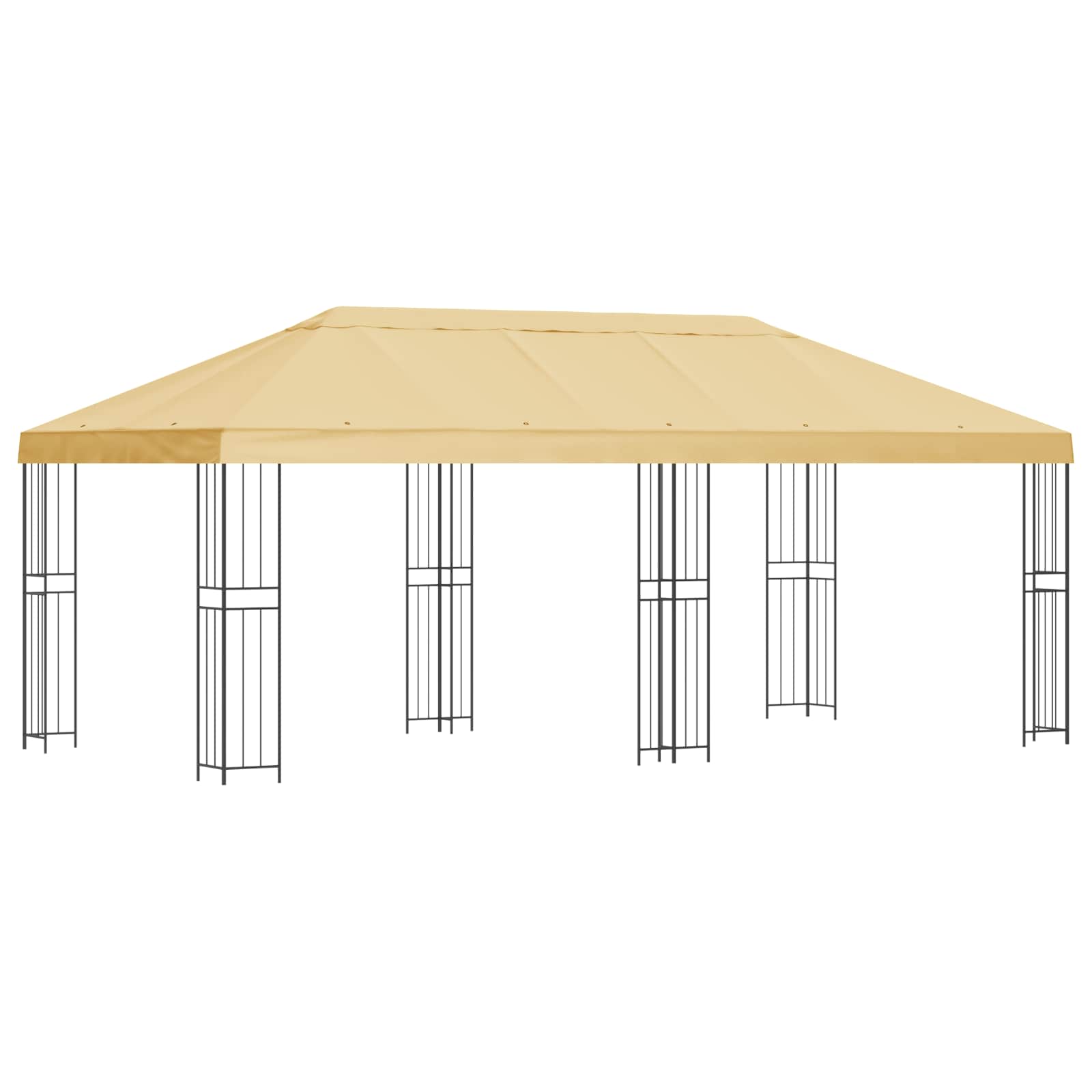 Pavillon mit Seitenwänden 6 x 3 m Beige Polyester und Stahl 190