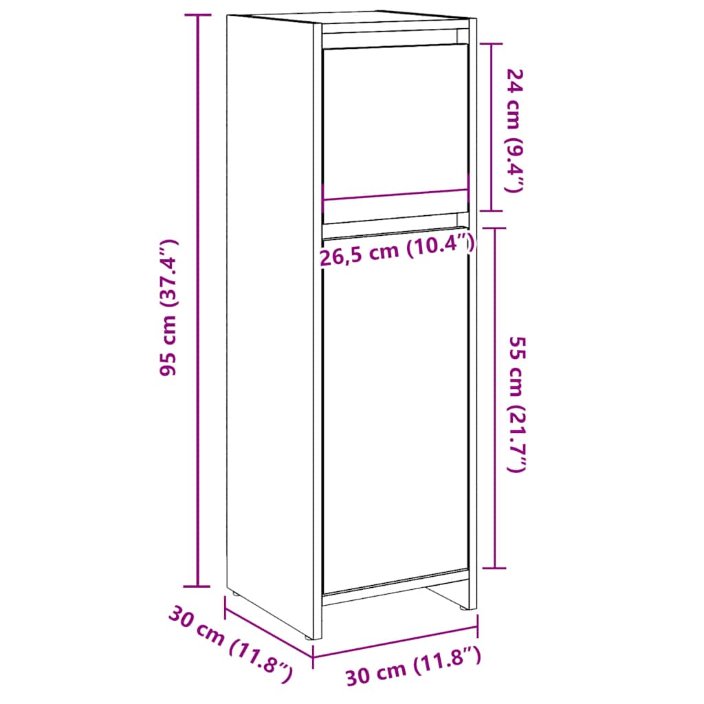 Badezimmerschrank Weiß 30x30x95 cm Holzwerkstoff