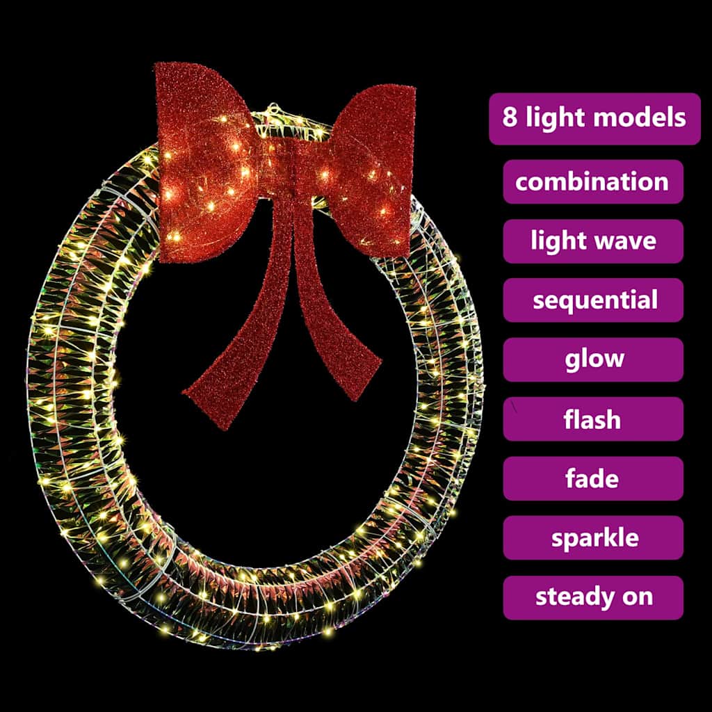 Kranz mit 60 LEDs Warmweiß 76 x 76 x 8 cm PET
