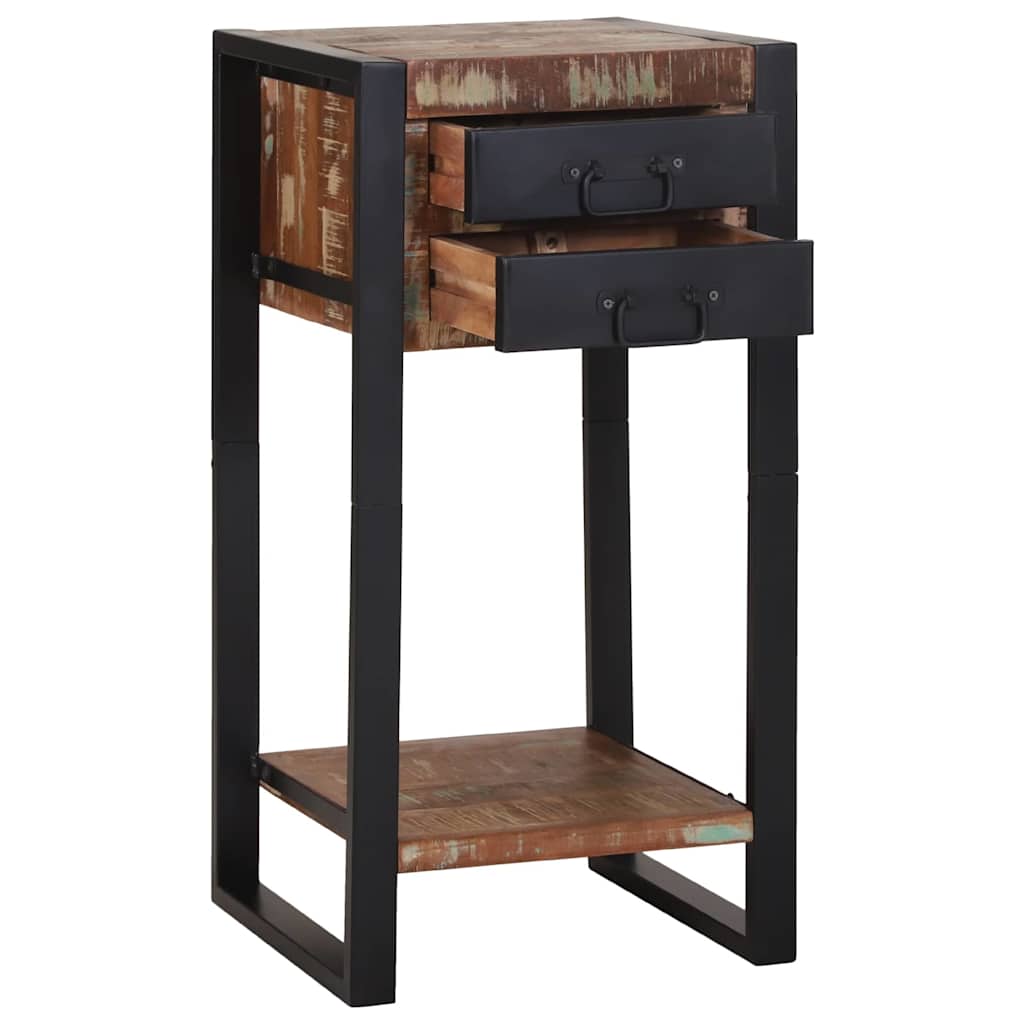 Beistelltisch mit Regal Braun 40 x 40 x 80 cm Massivholz Mango