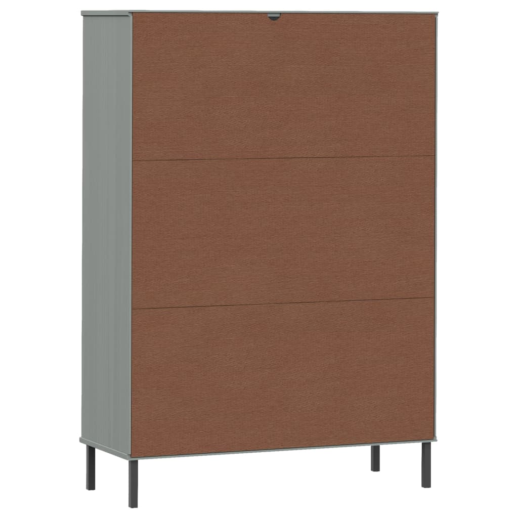Bücherregal OSLO Metallbeine Braun 90x35x128,5 cm Massivholz