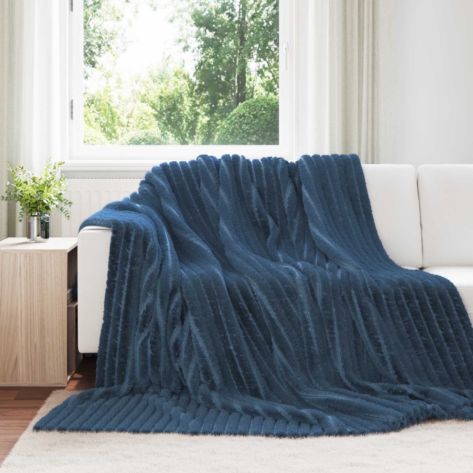 Überwurfdecke Beige 150 x 130 cm Fleece
