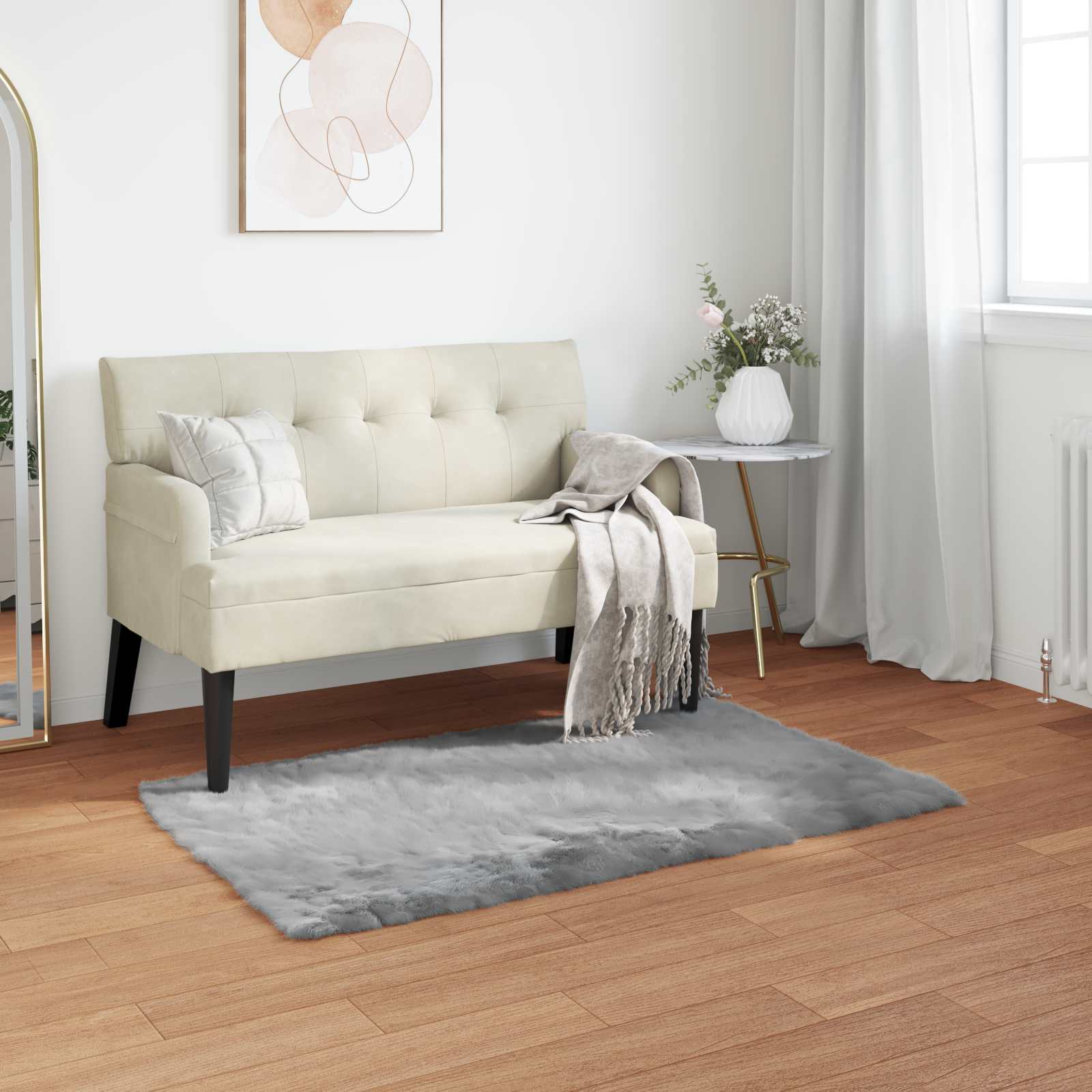 Teppich aus Kunstschaffell TAFALLA Weiß 60 x 110 cm Polyester