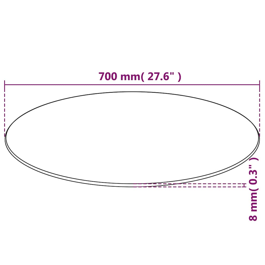 Tischplatte aus gehärtetem Glas quadratisch 700x700 mm