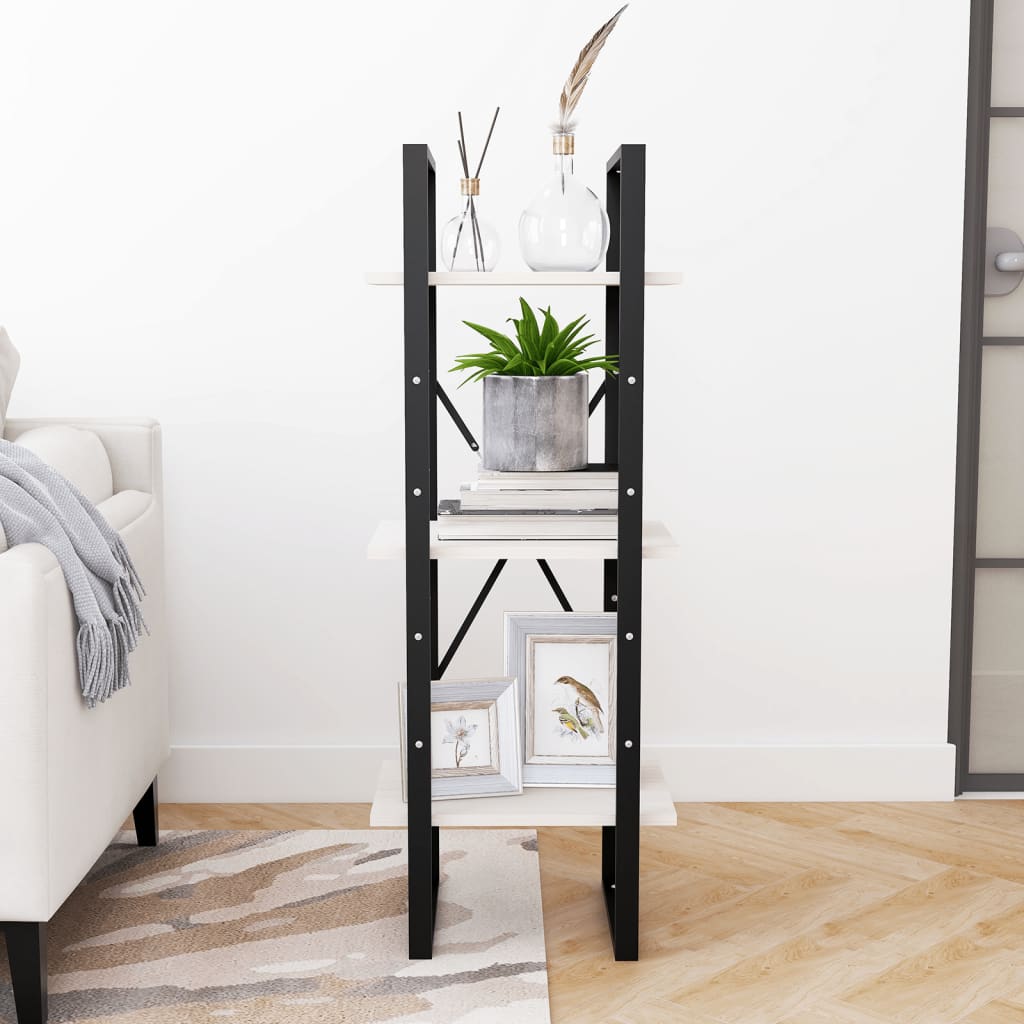 Bücherregal 3 Fächer Weiß 40x30x105 cm Holzwerkstoff