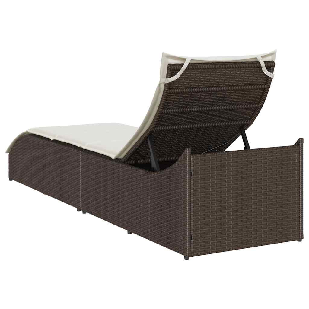 Klappliege mit Auflage und Stauraum Schwarz Poly-Rattan