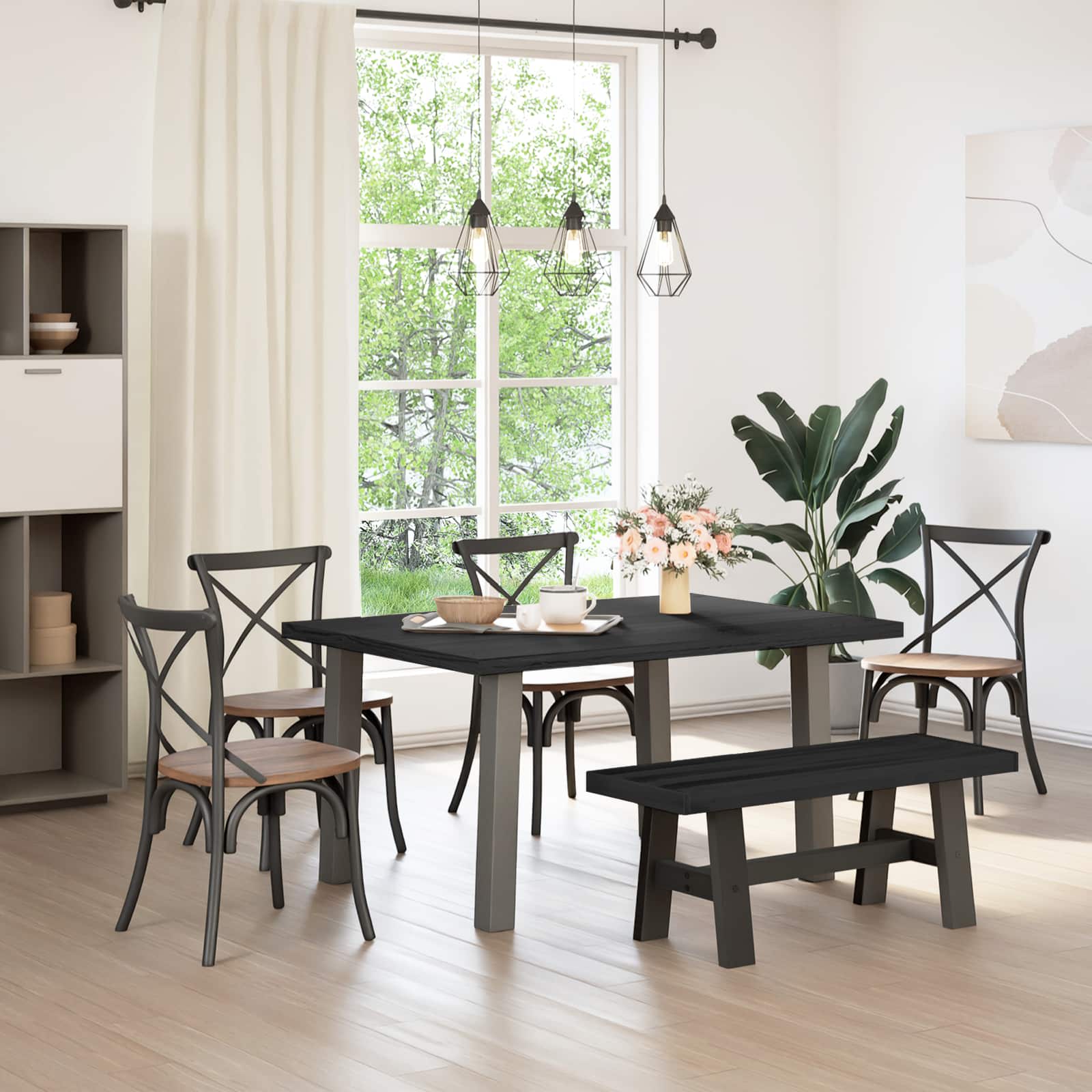Esstischbank NOAIN 180 x 41 x 45 cm Massives Kiefernholz