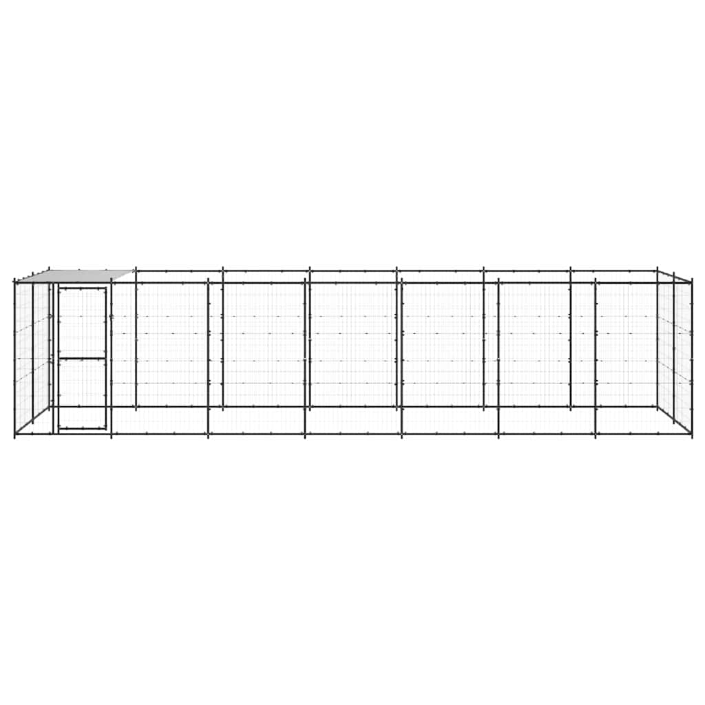 Outdoor-Hundezwinger mit Überdachung Stahl 7,26 m²
