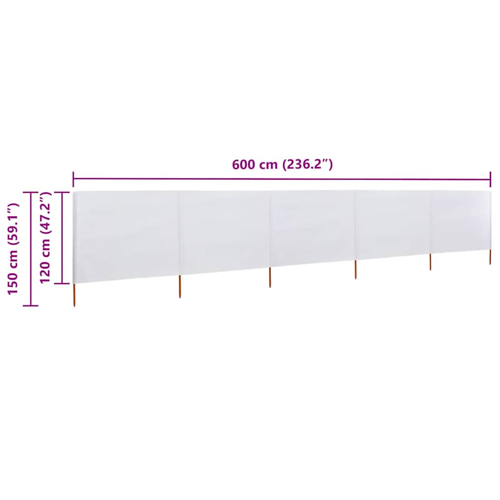 3-teiliges Windschutzgewebe 400 x 120 cm Weiß