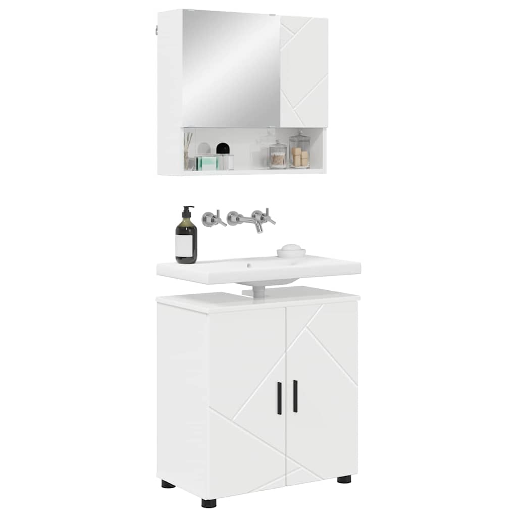 Badezimmermöbel-Set mit Tür 2 pcs Weiß Holzwerkstoff & Metall
