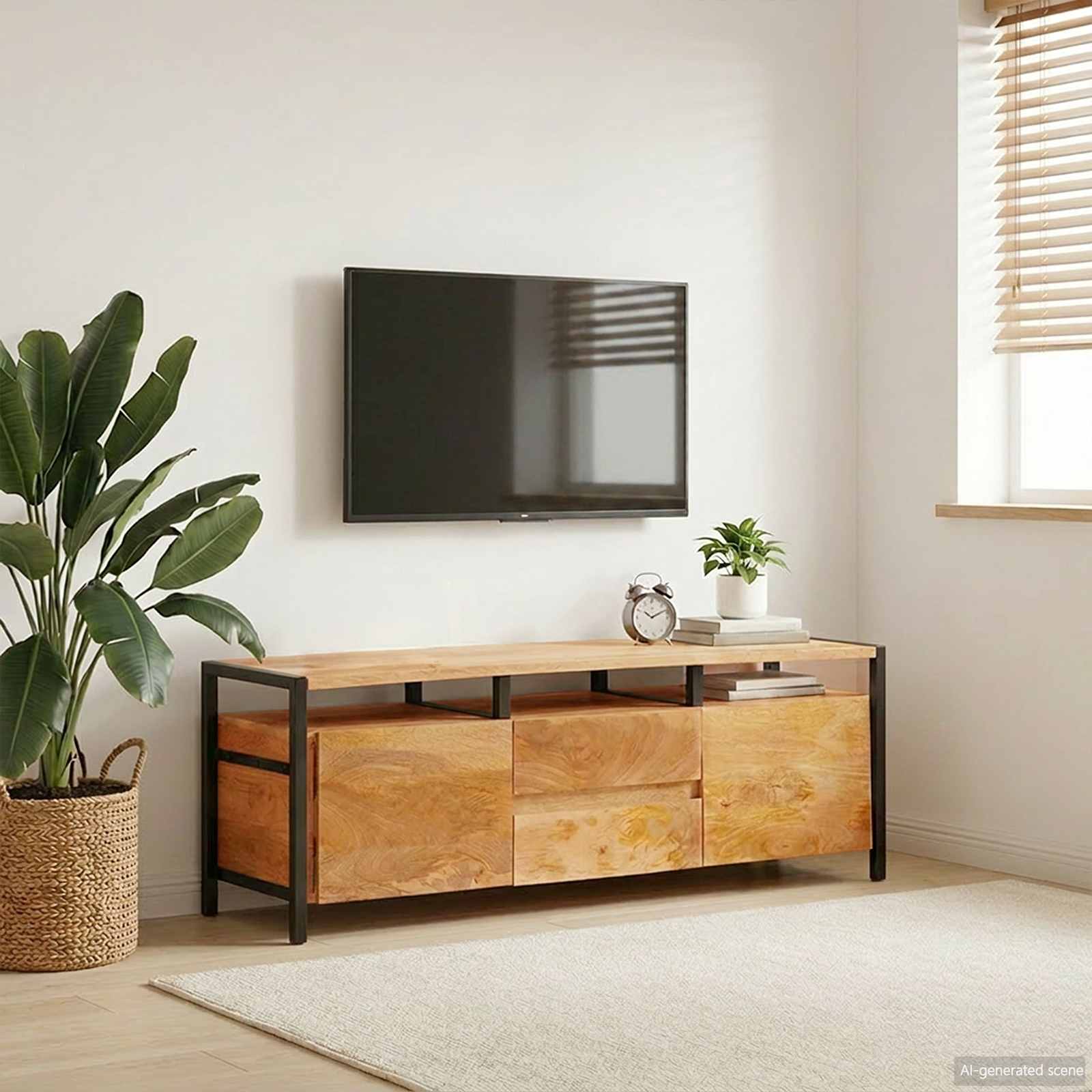 Sideboard 110x35x65 cm Massivholz Mango