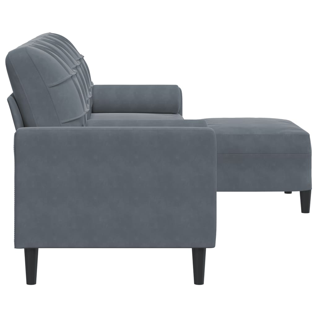 3-Sitzer-Sofa mit Hocker Hellgrau 180 cm Samt