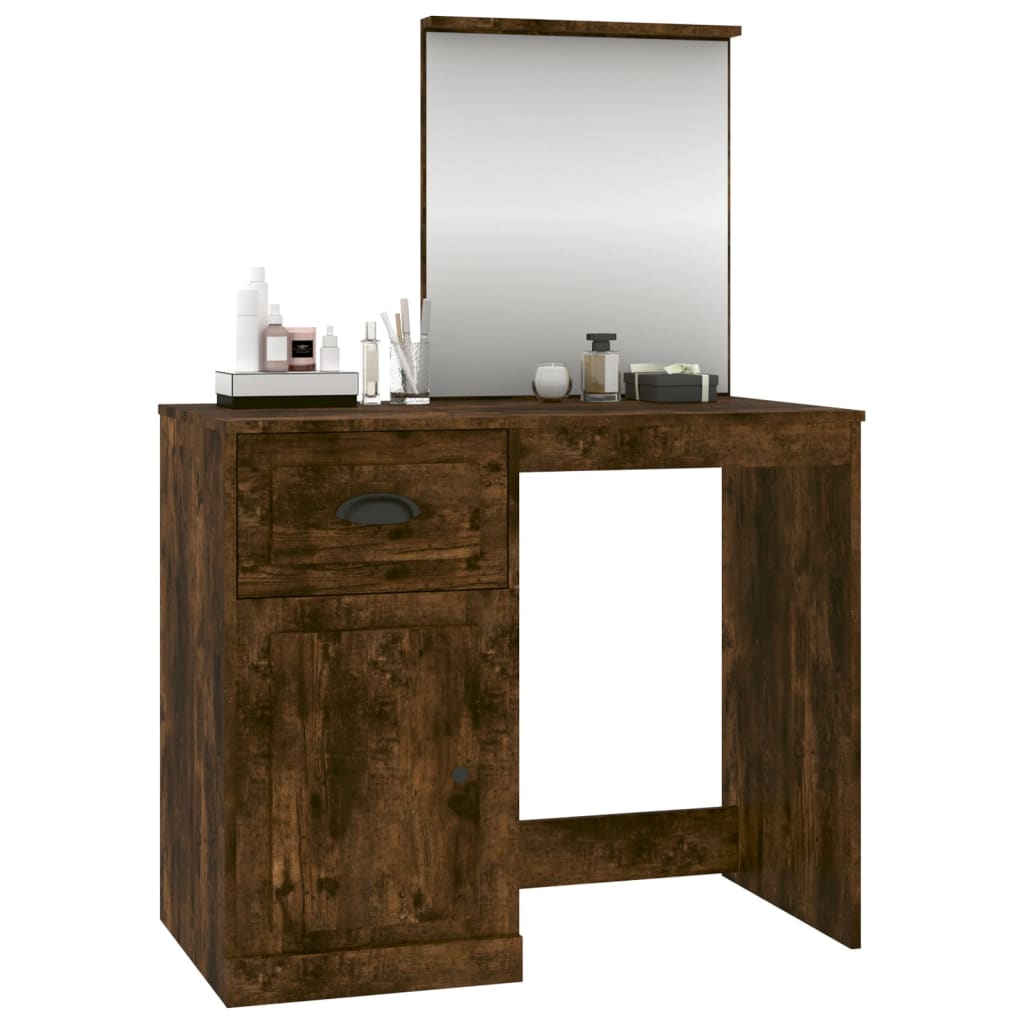 Schminktisch mit Spiegel Weiß 90x50x132,5 cm Holzwerkstoff