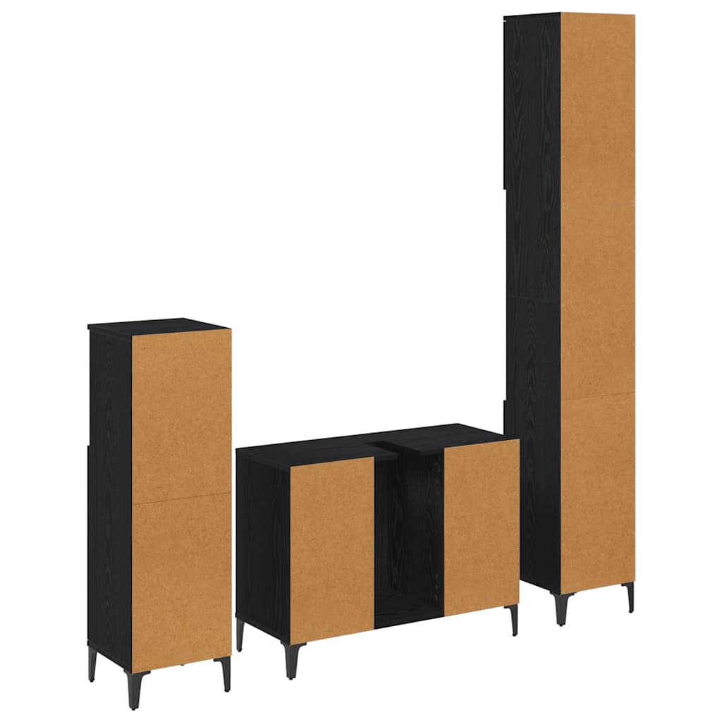 3-tlg. Badmöbel-Set Räuchereiche Holzwerkstoff