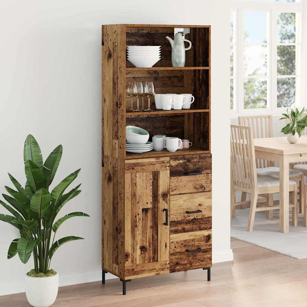 Highboard Hochglanz-Weiß 69,5x34x180 cm Holzwerkstoff