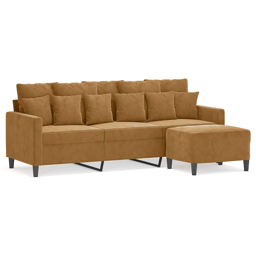 3-Sitzer-Sofa mit Hocker Rosa 180 cm Samt