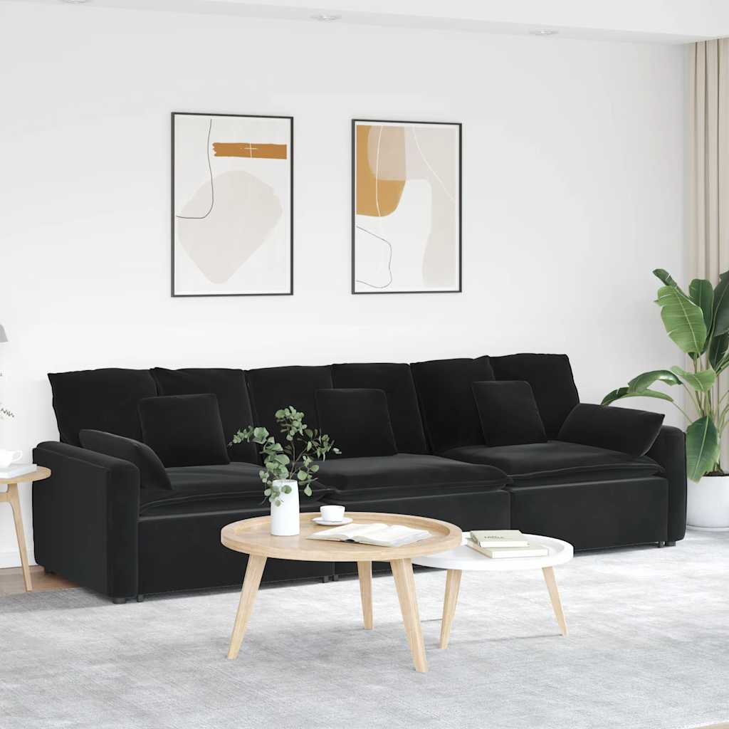 Modulares Sofa mit Kissen Blau