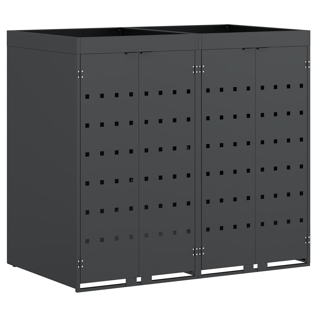 Mülltonnenbox für 2 Tonnen Schwarz 138x79x117 cm Stahl