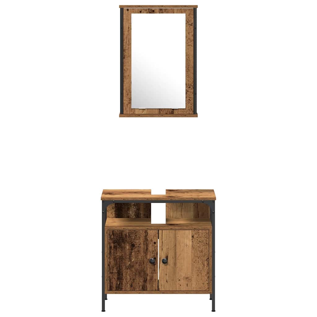 3-tlg. Badmöbel-Set Räuchereiche Holzwerkstoff